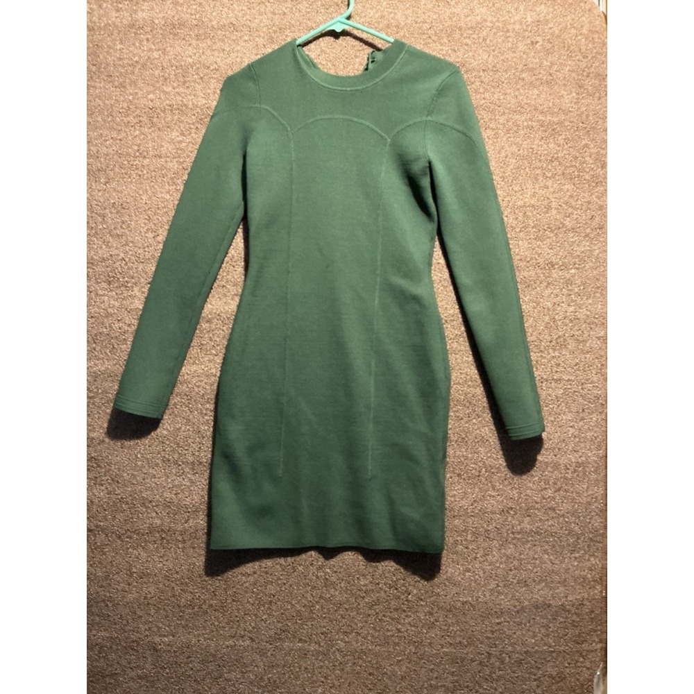 3.1 Phillip Lim Crew Neck Knit‎ Mini Dress Body Con Green Long Sleeve M
